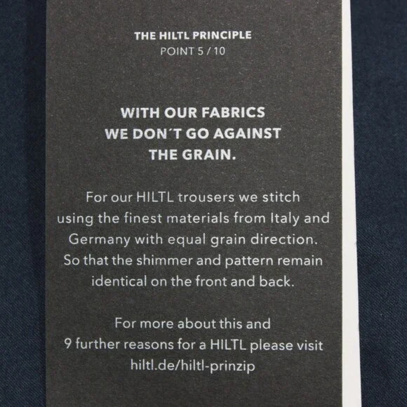 Hiltl NWT Chinos / Casual Pants Size 34 US Dayne In Solid Blue Cotton Blend